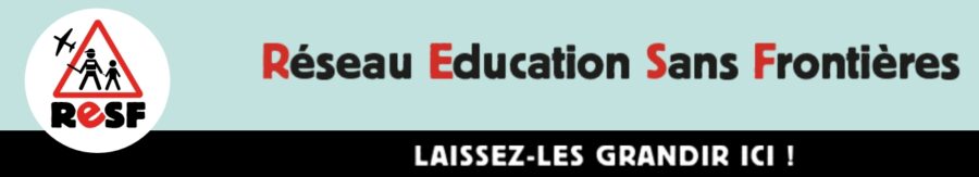 bandeau Réseau Education Sans Frontières avec le logo du réseau et un slogan "laissez les grandir ici !"